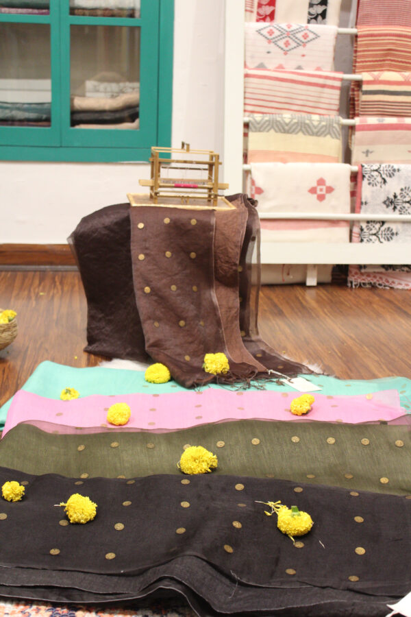 Coffee Brown Muslin Saree