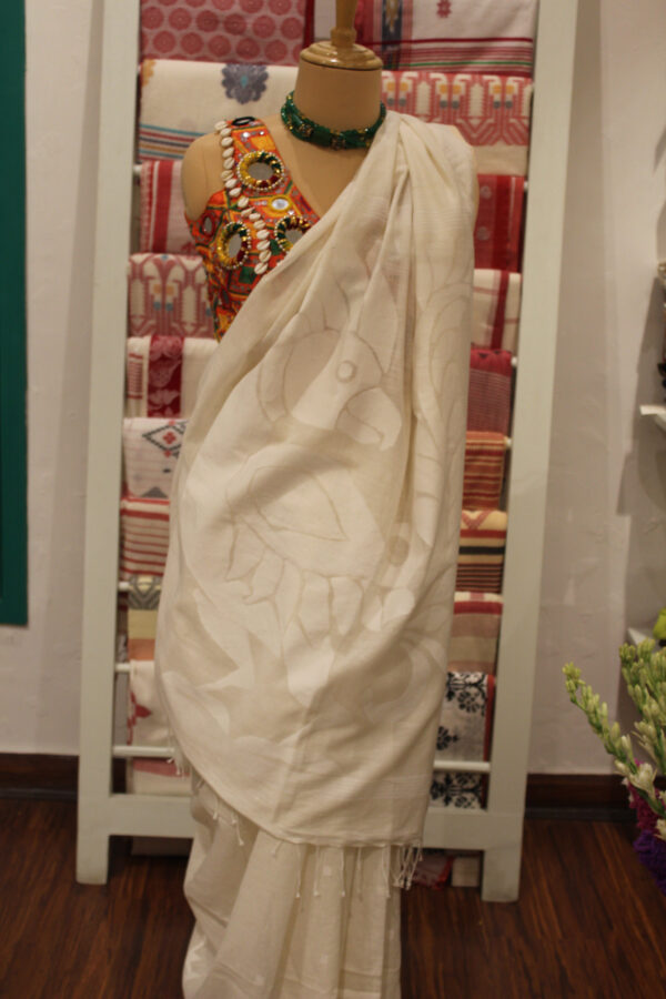 White Jamdani Cotton saree