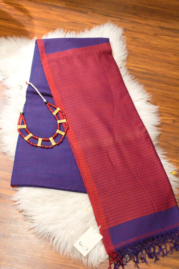 Indigo blue Check Saree