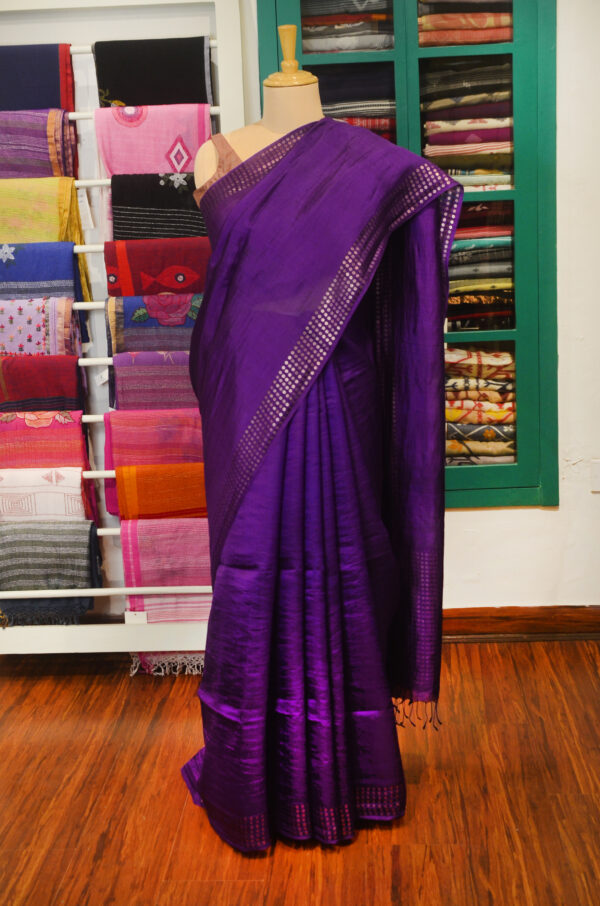 Handspun Handwoven Purple Mulberry Silk Saree