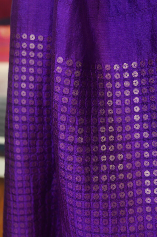 Handspun Handwoven Purple Mulberry Silk Saree - Image 3