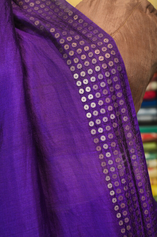 Handspun Handwoven Purple Mulberry Silk Saree - Image 2
