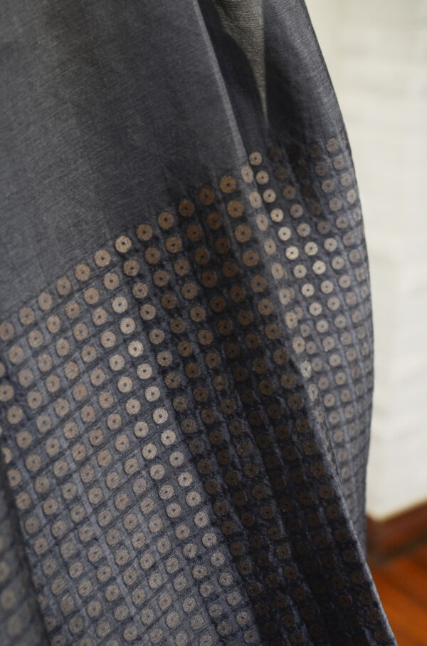 Handspun Handwoven Black Mulberry Silk Saree - Image 4