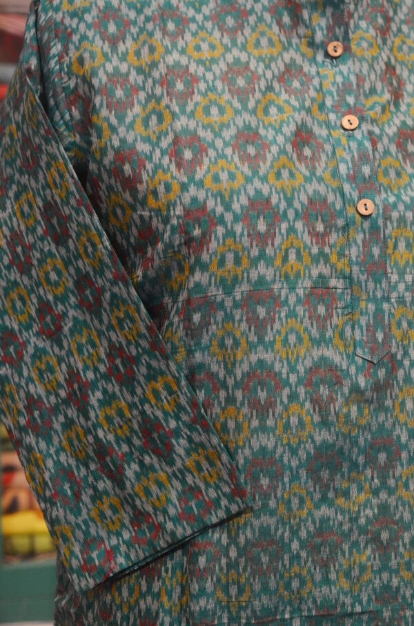 Hand Spun Handwoven Pure Silk round Neck Straight Fit Dress with Lining - Image 2