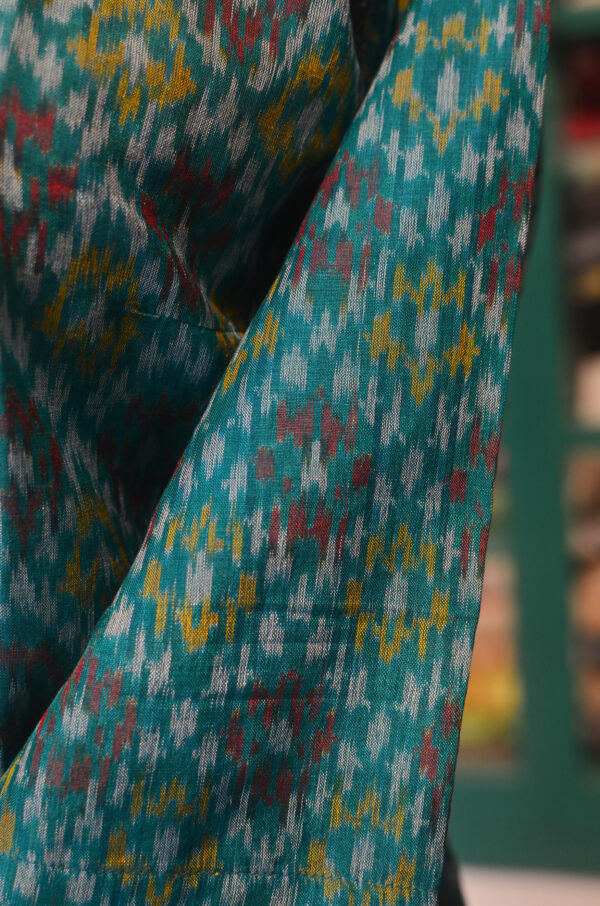 Hand Spun Handwoven Pure Silk round Neck Straight Fit Dress with Lining - Image 3