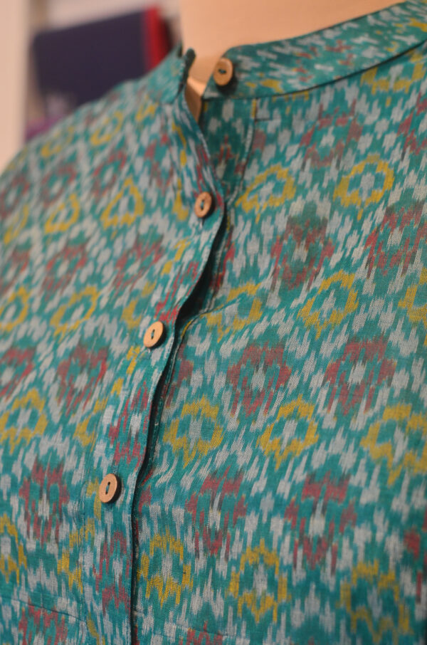 Hand Spun Handwoven Pure Silk round Neck Straight Fit Dress with Lining - Image 4